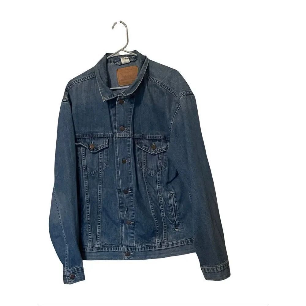 vtg Levi's Mens Blue Long Sleeve Button Down Relaxed Denim Trucker Jacket Size X